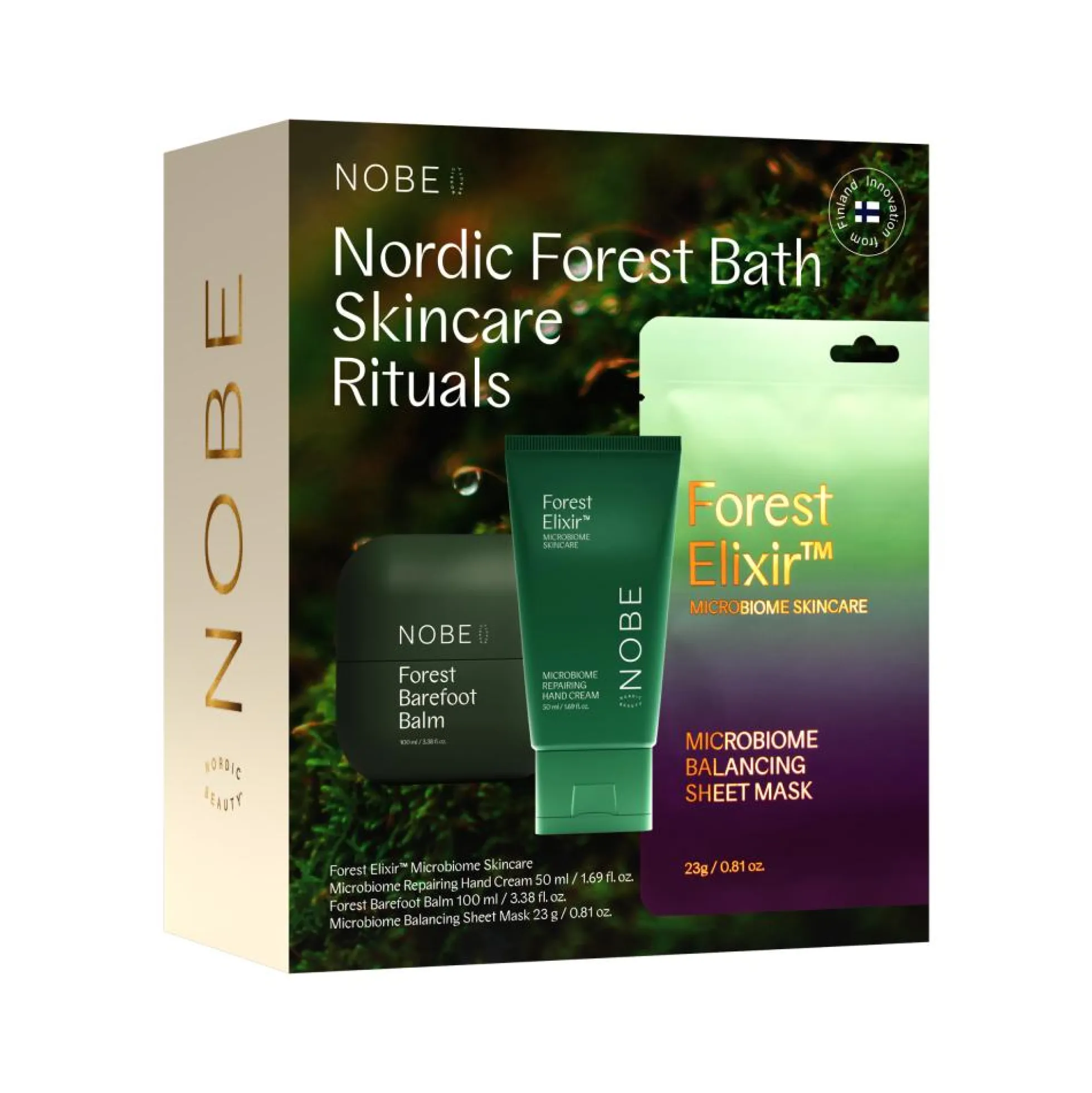 NOBE Forest Bath Skincare set: Foot-, Hand Cream + Sheet mask 1 kpl