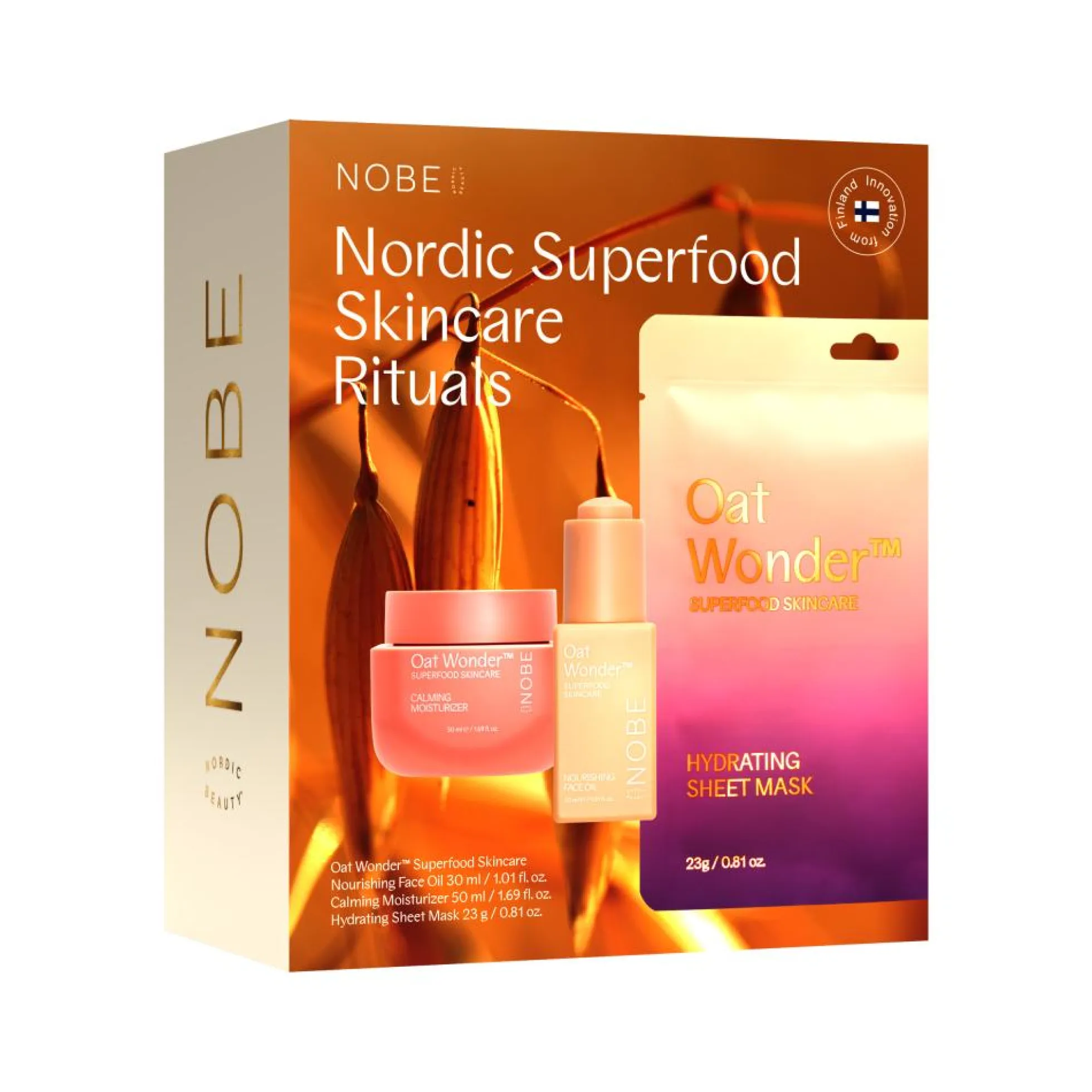 NOBE Oat Superfood Skincare set: Face oil, Cream + Sheet mask 1 kpl
