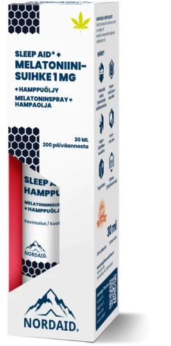 Nordaid Sleep Aid -melatoniinisuihke + hamppuöljy 1 mg 30ml