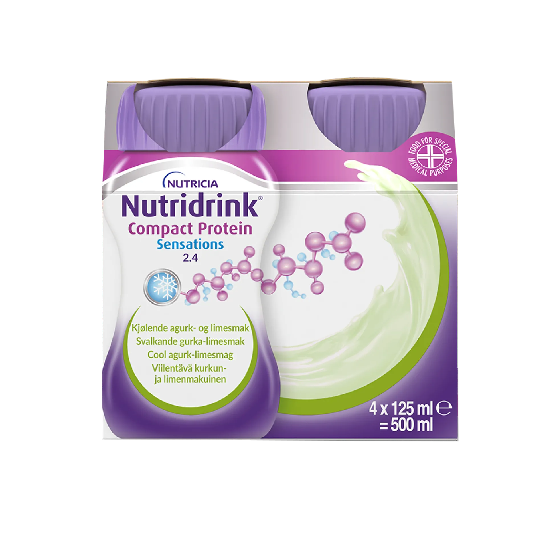 Nutridrink Compact Protein Sensations viilentävä kurkku-lime 4 x 125 ml