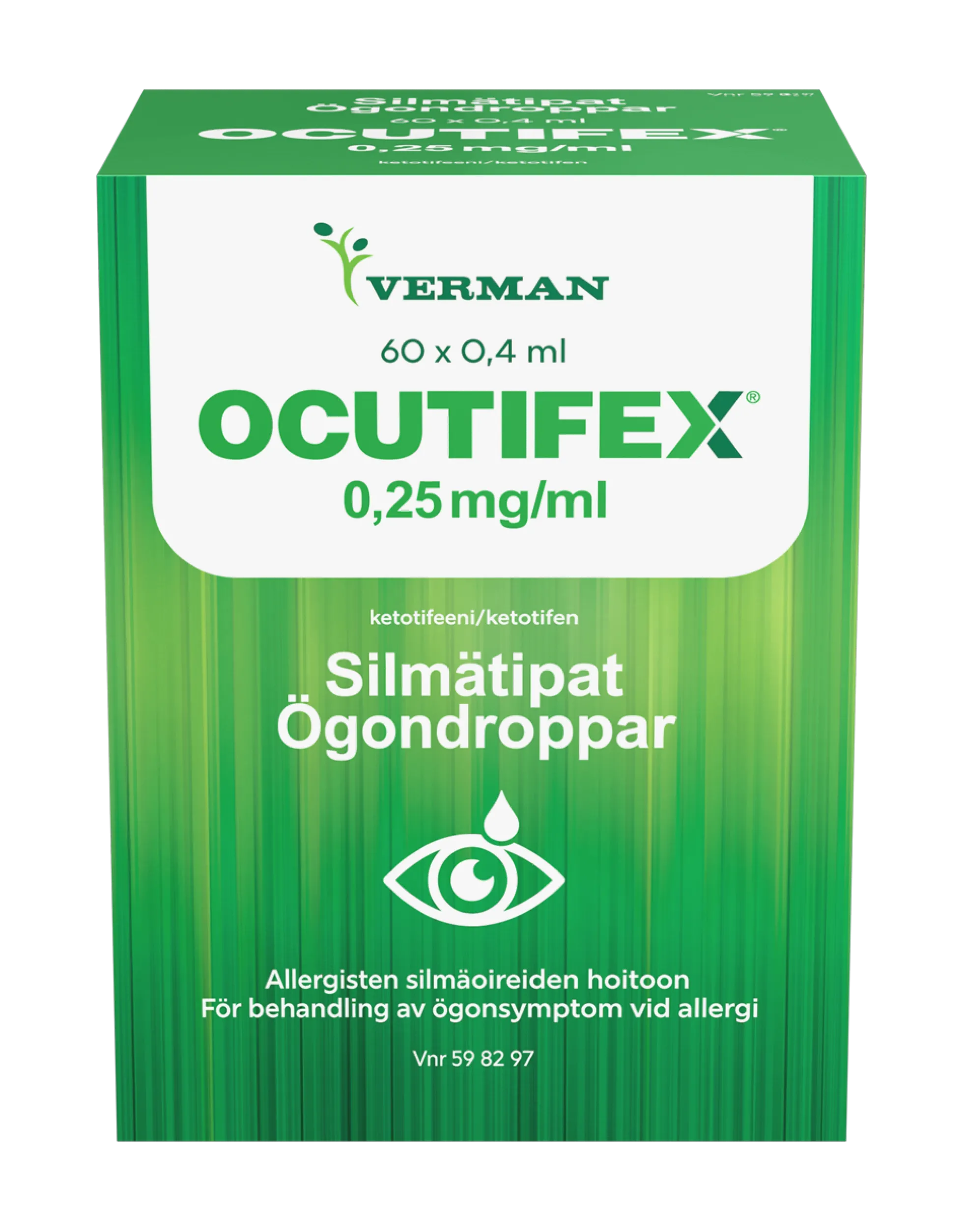 OCUTIFEX 0,25 mg/ml allergiasilmätipat -Eri pakkauskokoja