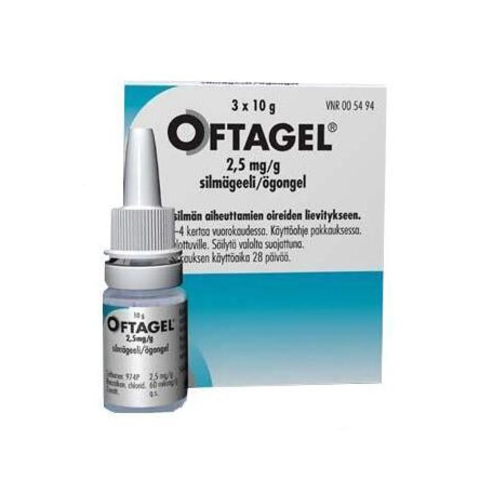 OFTAGEL 2,5 mg/g silmägeeli pullossa -eri kokoja