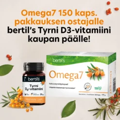 Omega7 tyrniöljykapseli 150 kapselia +Bertil´s Tyrni D3 -vitamiini Kaupan päälle!