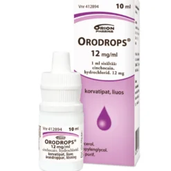 Orodrops 12 mg/ml -puuduttavat korvatipat