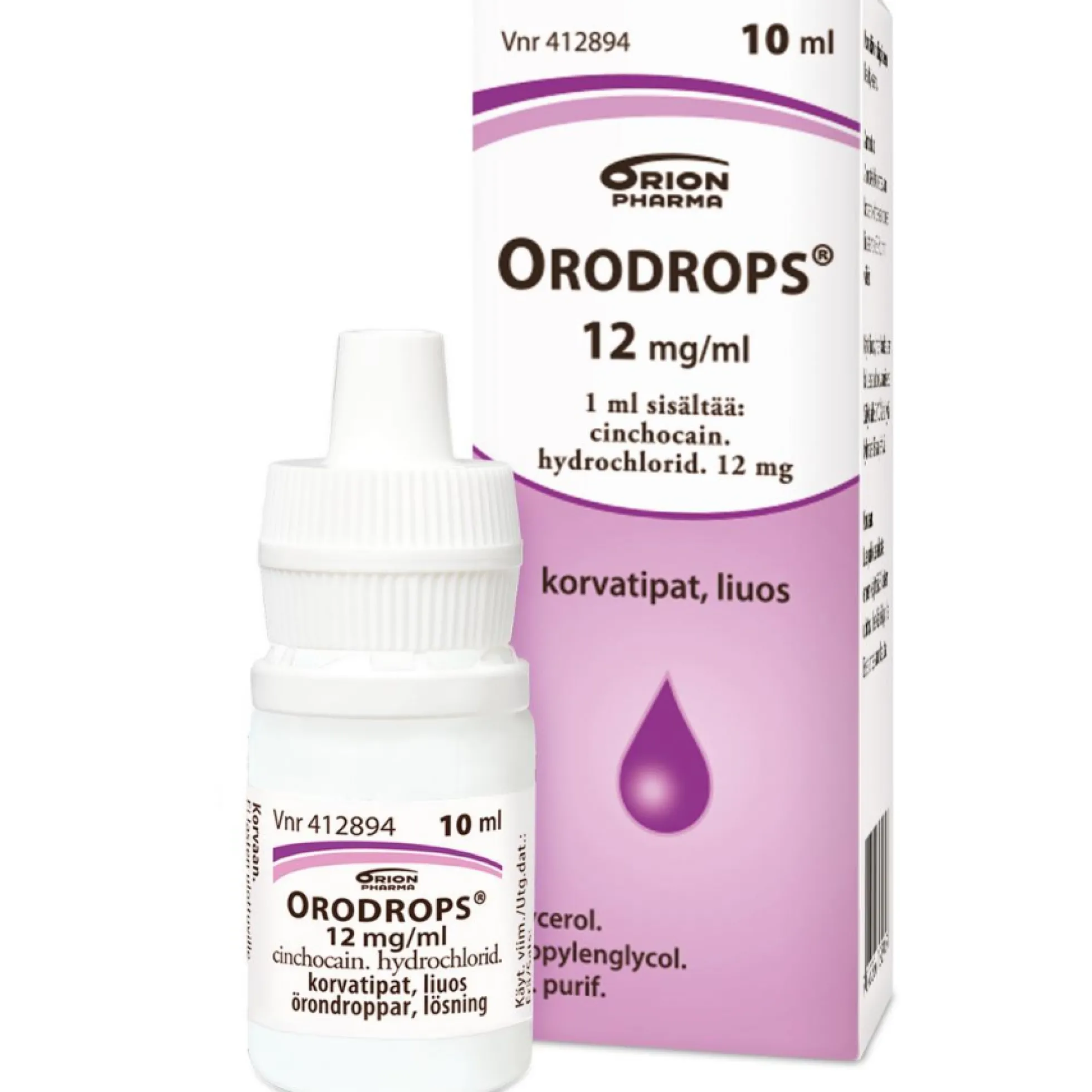 Orodrops 12 mg/ml -puuduttavat korvatipat