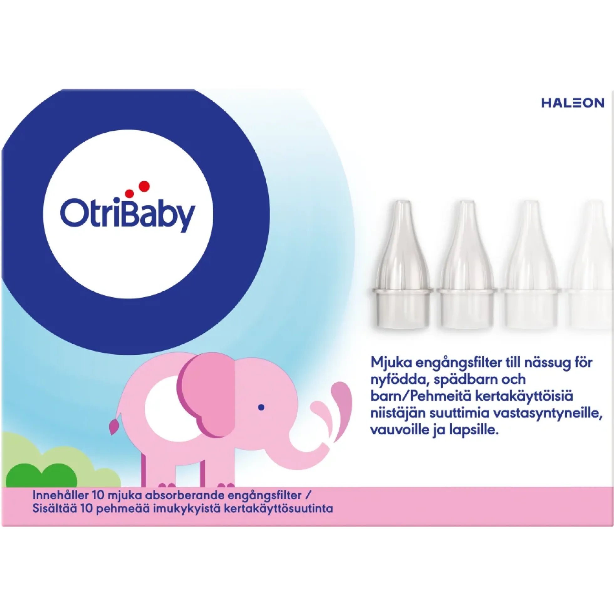 OtriBaby pehmeä kertakäyttöinen niistäjän suutin vastasyntyneille, vauvoille ja lapsille 10 kpl