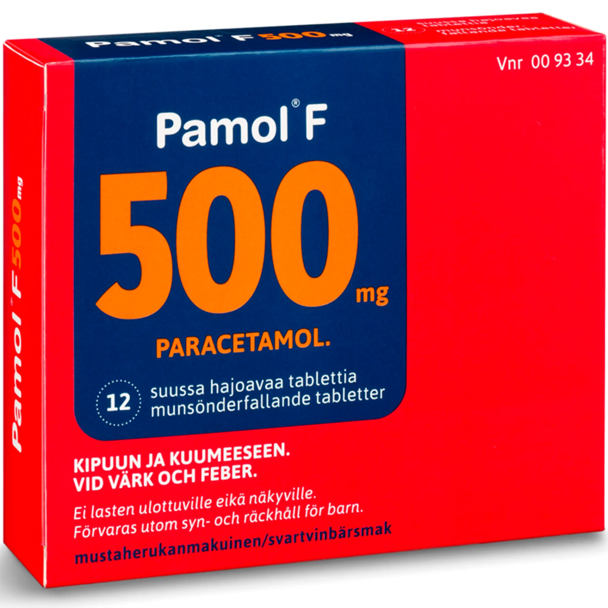 Pamol F 500 mg -suussa hajoavat tabletit 12 kpl, mustaherukanmakuinen
