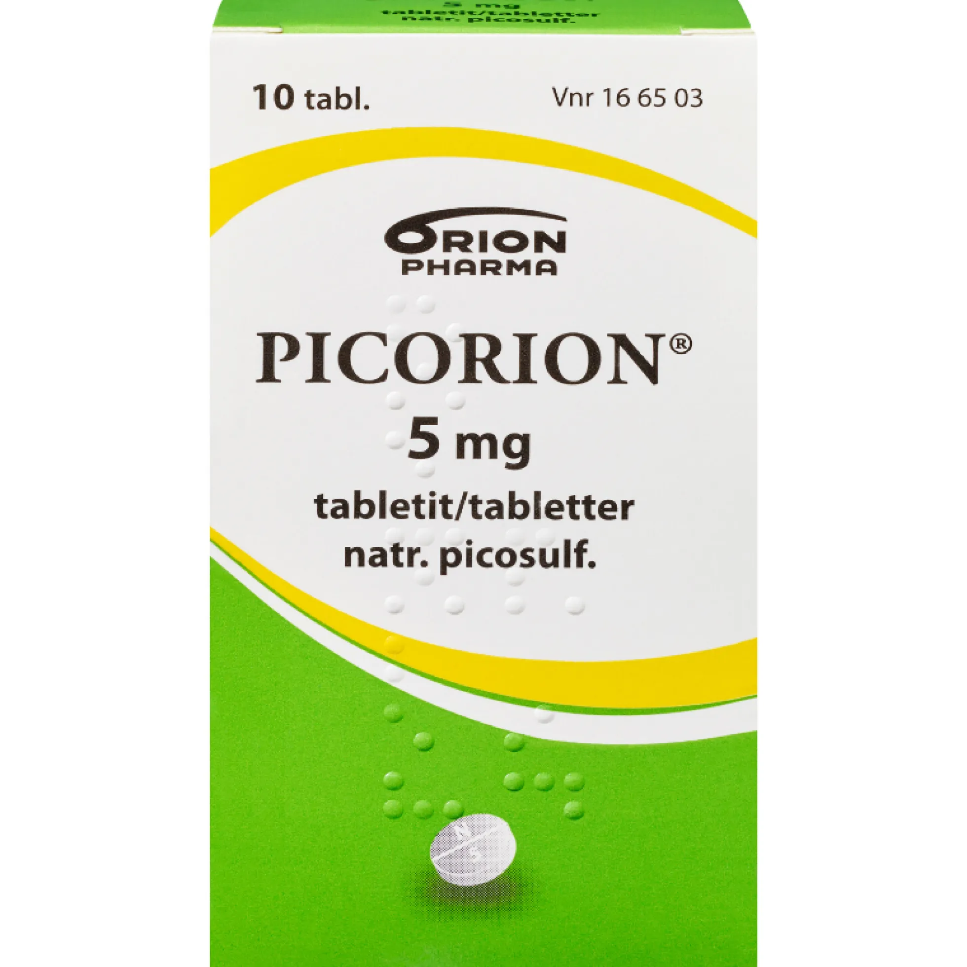 Picorion 5 mg tabletit ummetuksen hoitoon - eri kokoja
