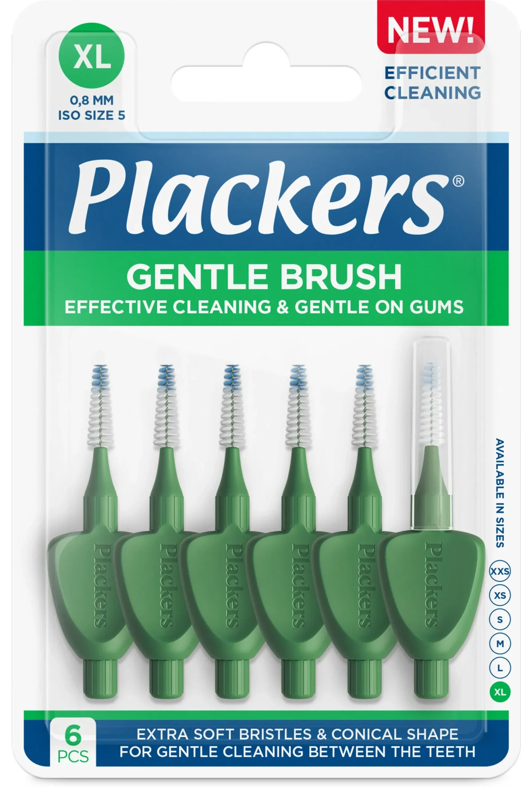 Plackers Gentle Brush hammasväliharja XL 0.8 mm 6 kpl