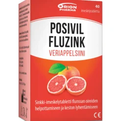 Posivil FluZink Veriappelsiini 40 tabl -sinkkiasetaattia sisältävät imeskelytabletit