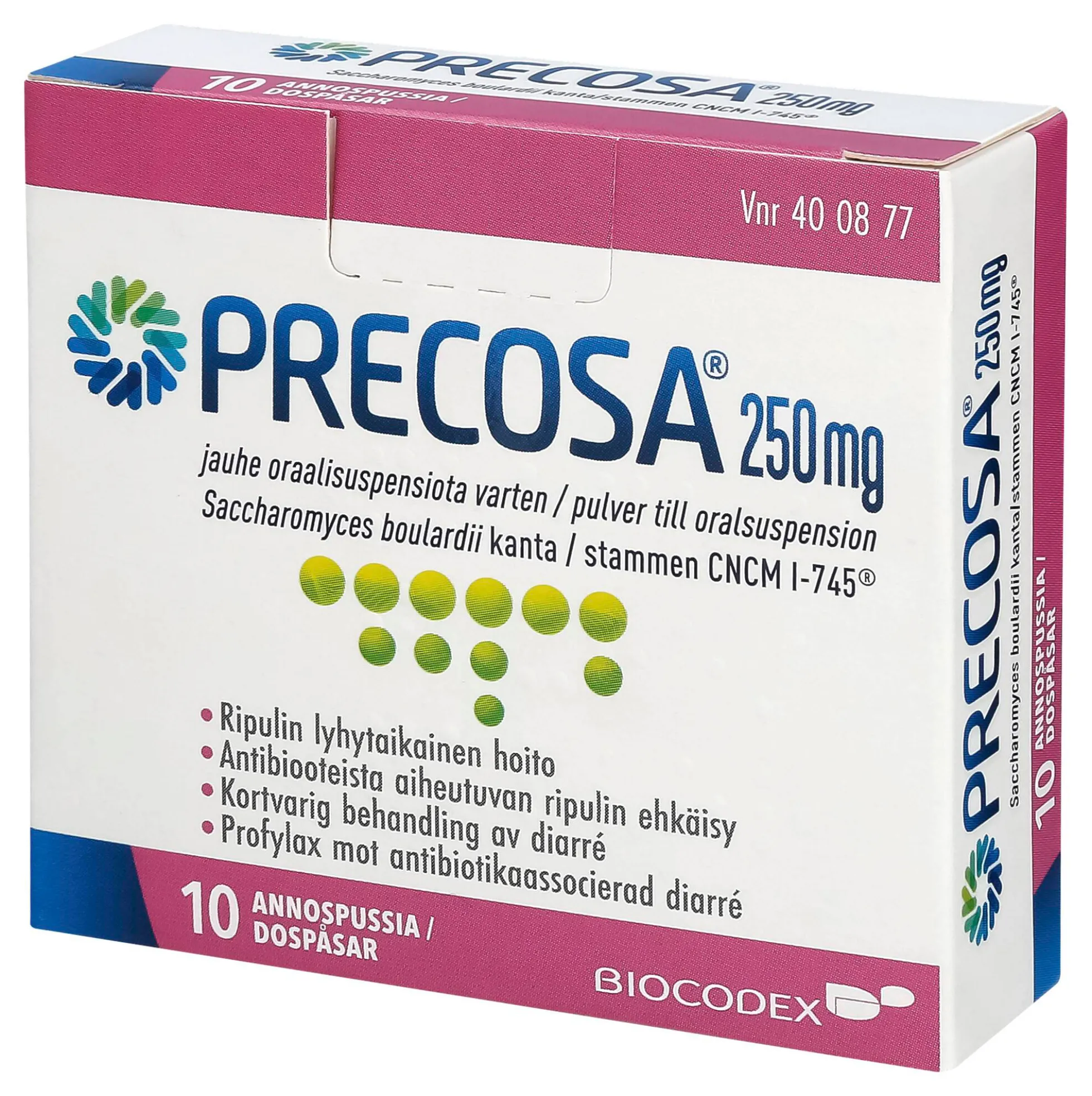 PRECOSA 250 mg jauhe liuosta varten annospussi, eri pakkauskokoja