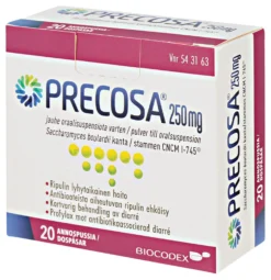 PRECOSA 250 mg jauhe liuosta varten annospussi, eri pakkauskokoja