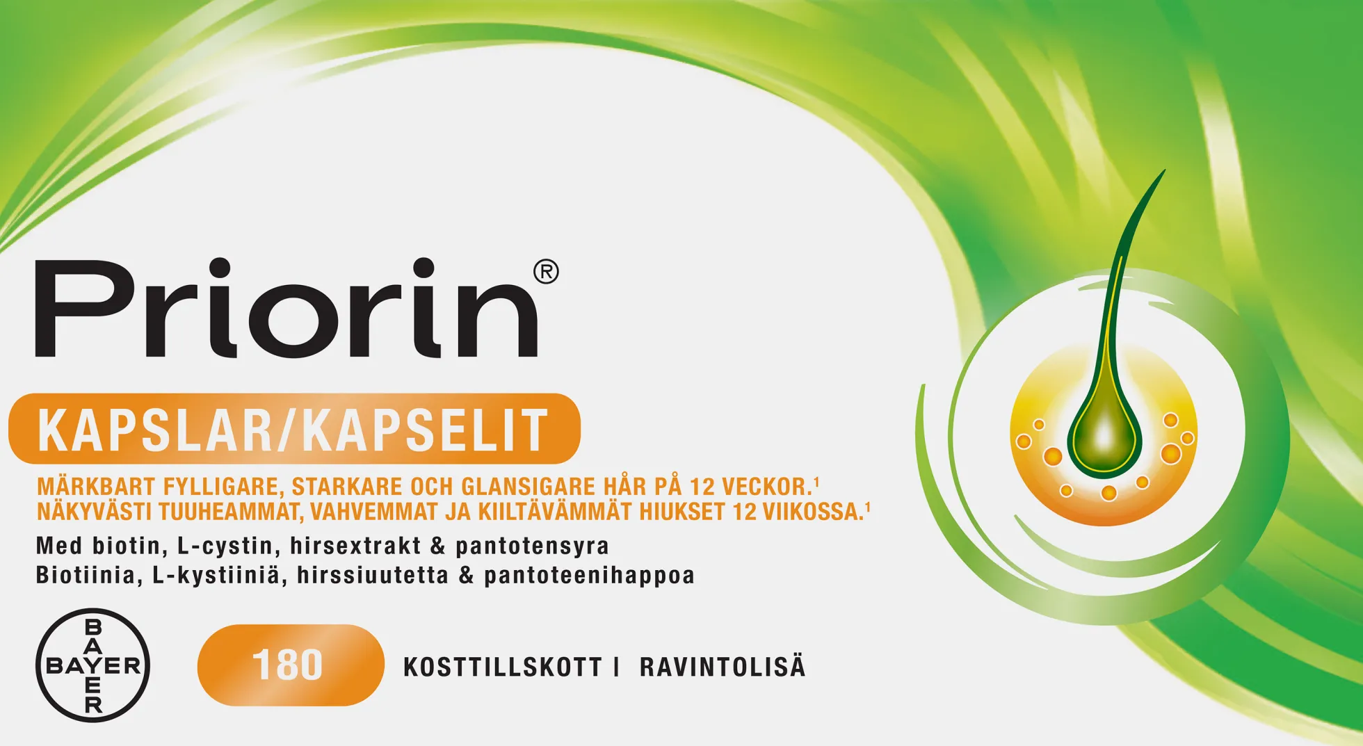 Priorin hiusravinne 180 kapselia + Priorin shampoo kaupan päälle!