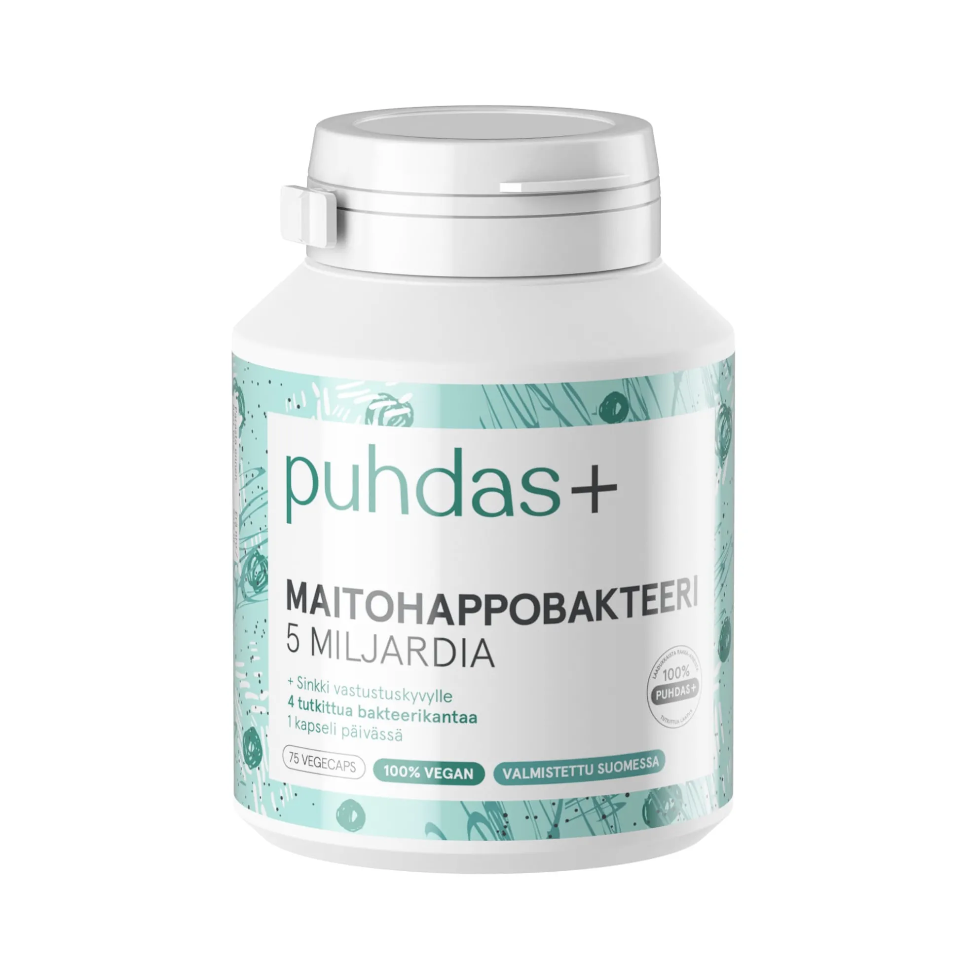 Puhdas+ Maitohappobakteeri 5 miljardia 75 vegekapselia
