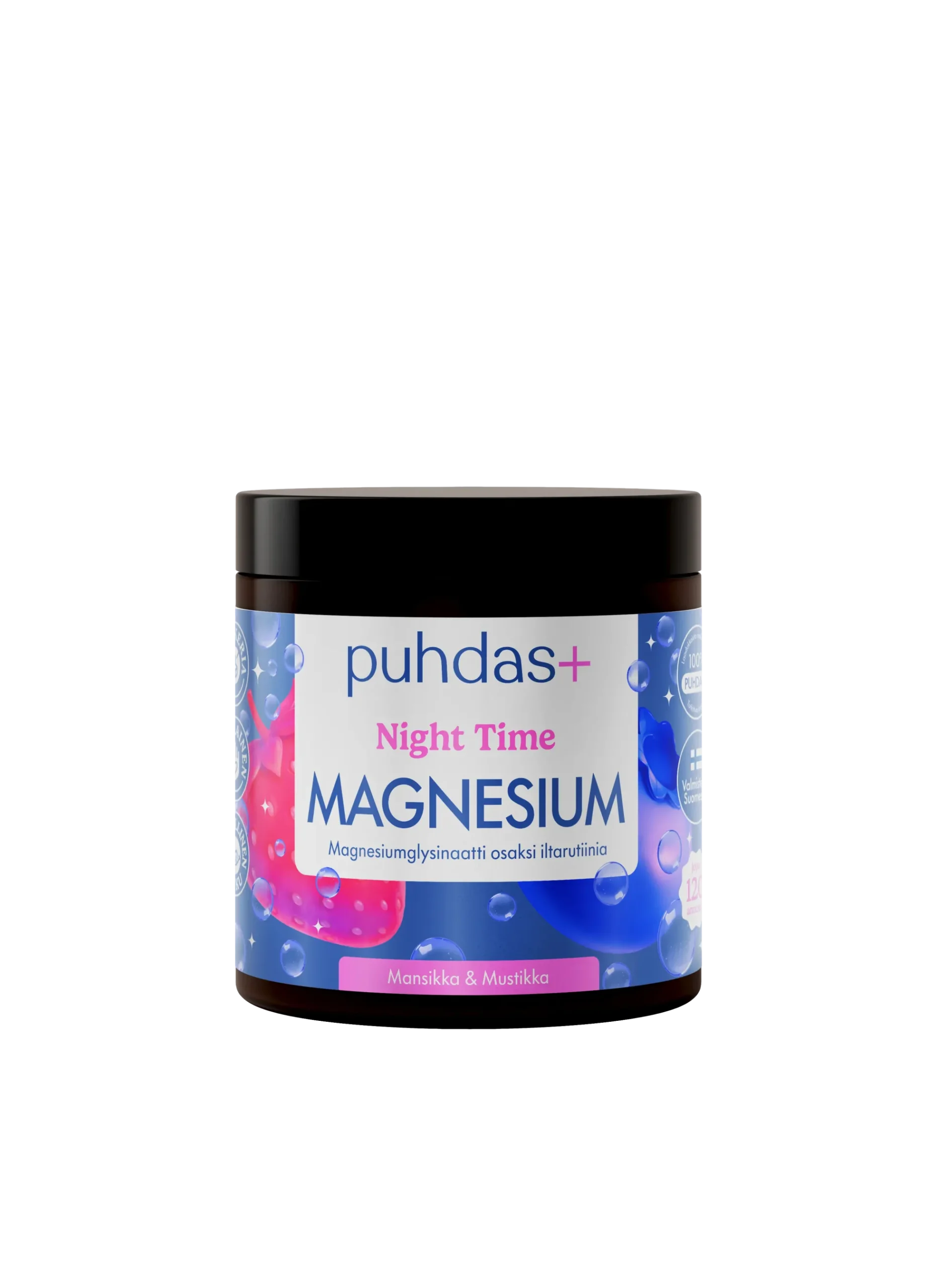 Puhdas+ Night Time Magnesium mansikka-mustikka 80 g