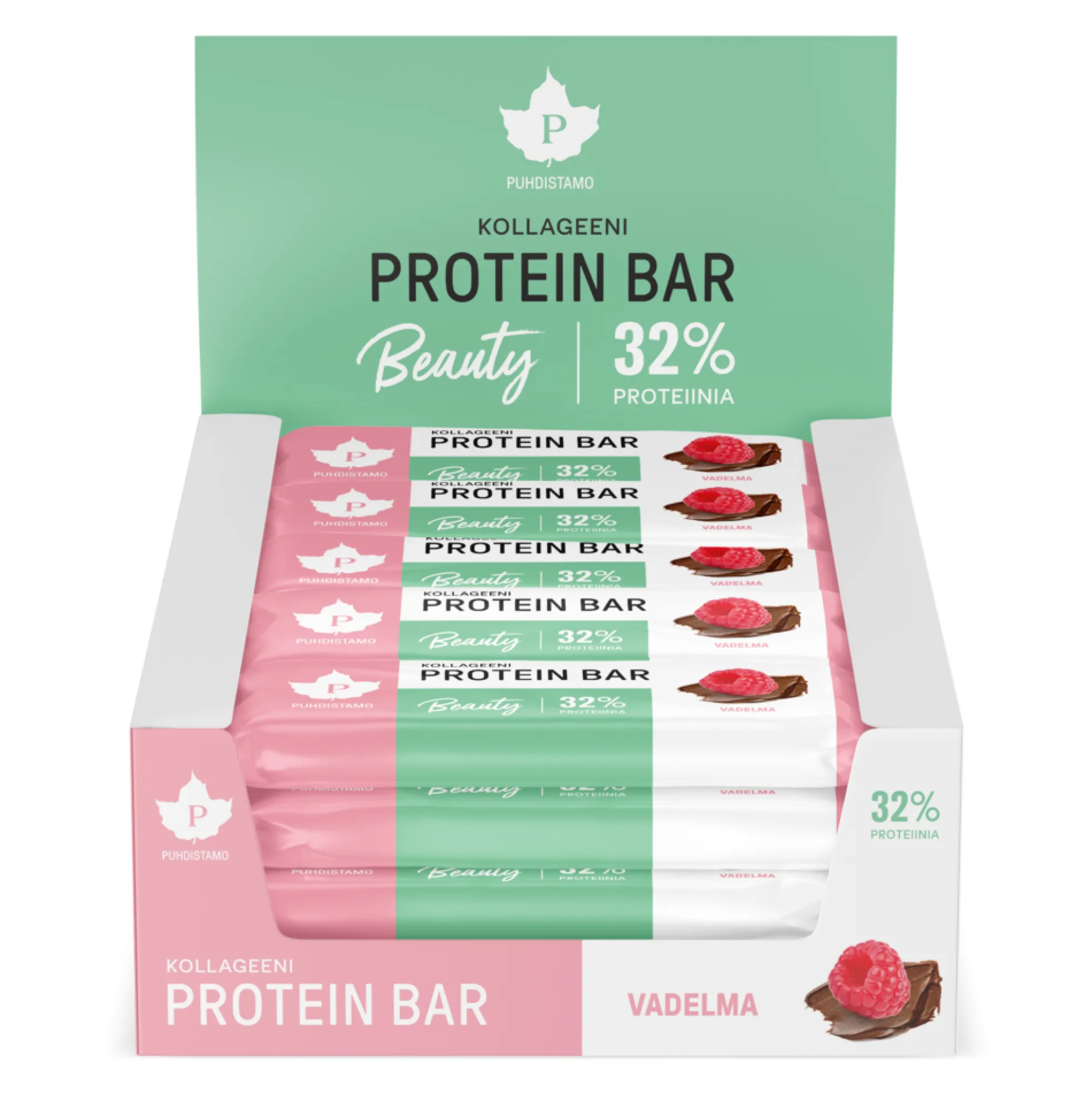 Puhdistamo Kollageeni Beauty proteiinipatukka, Vadelma 30 g 24 kpl
