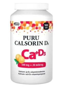 Puru Calsorin D 500mg + 20 mikrog. 100 purutablettia
