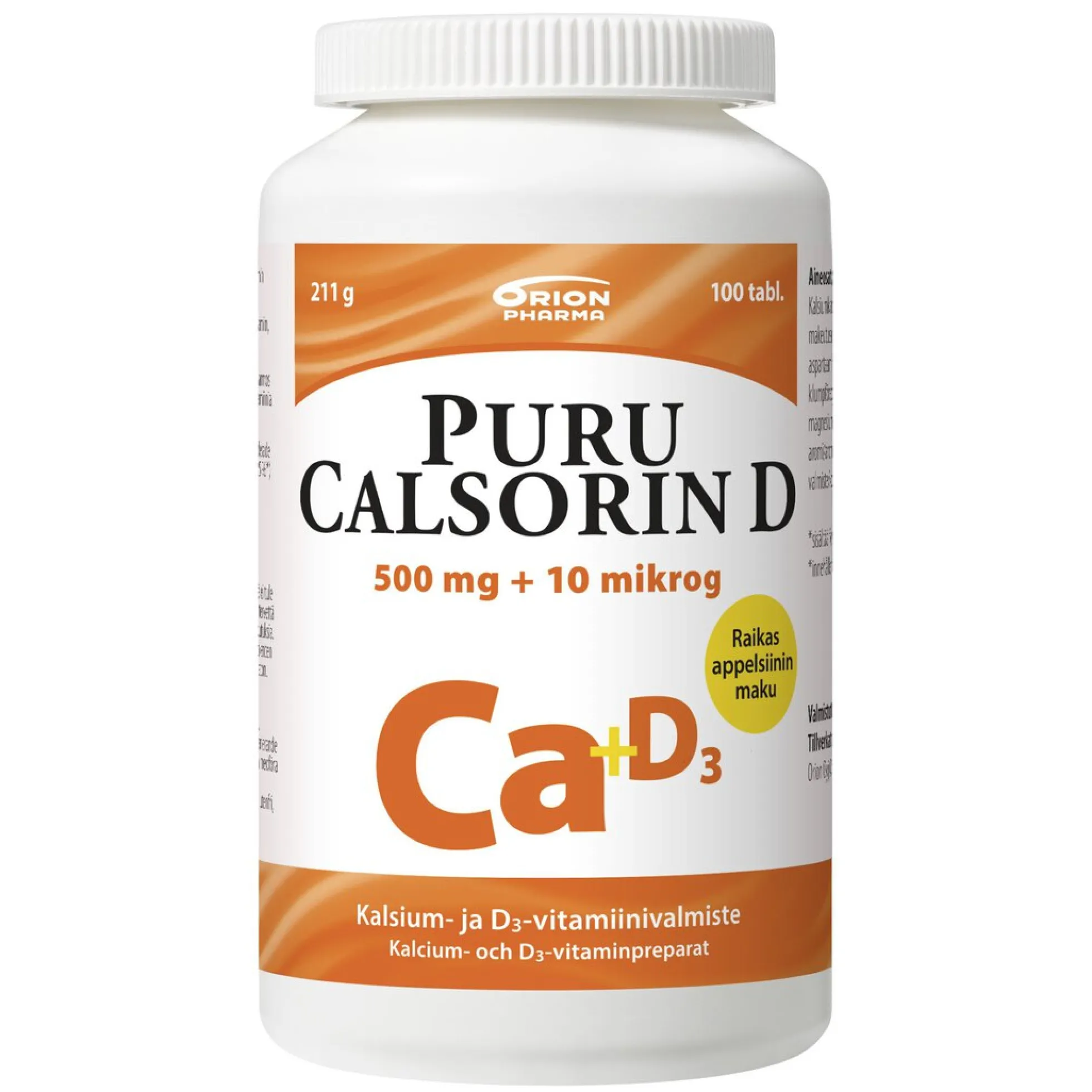 PURU CALSORIN D3 500 mg + 10 mikrog 100 purutablettia