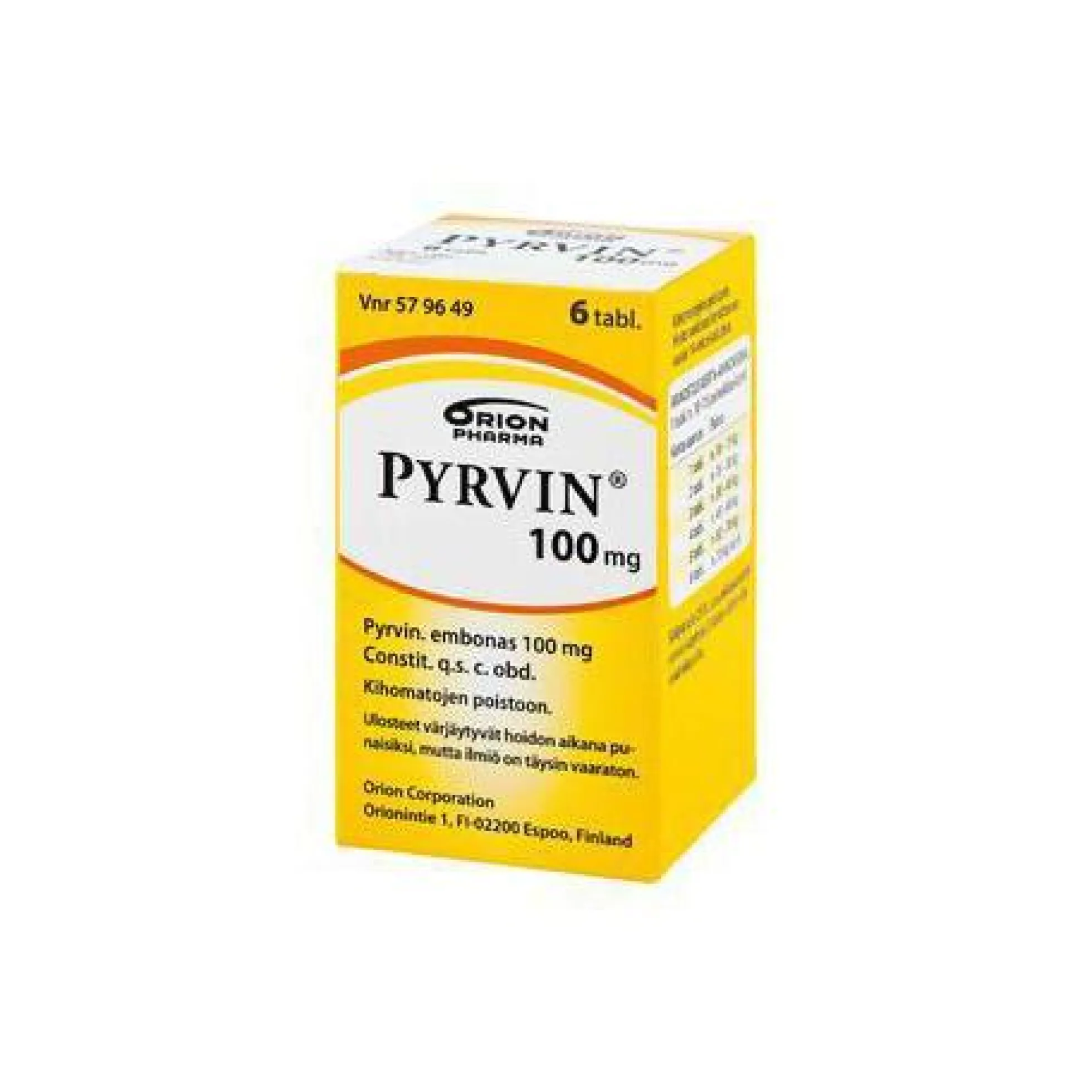 PYRVIN 100 mg kihomatolääke -eri pakkauskokoja