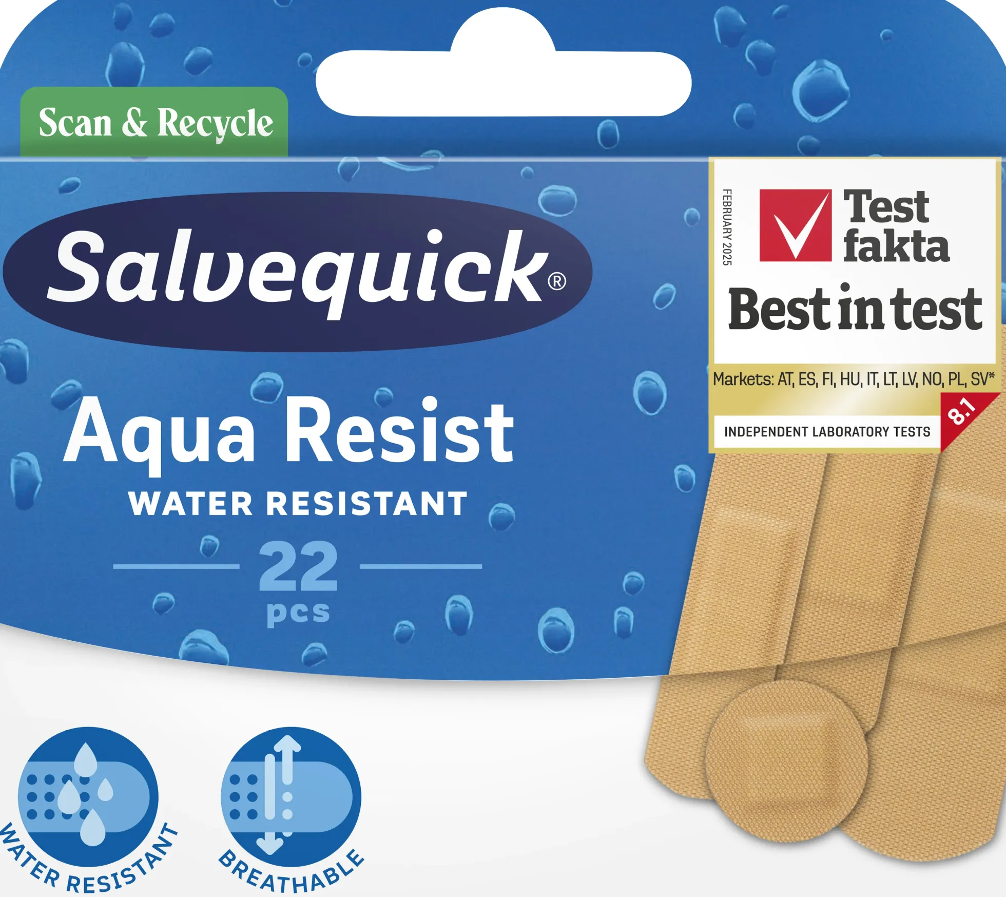 Salvequick Aqua Resist muovilaastari 22 kpl