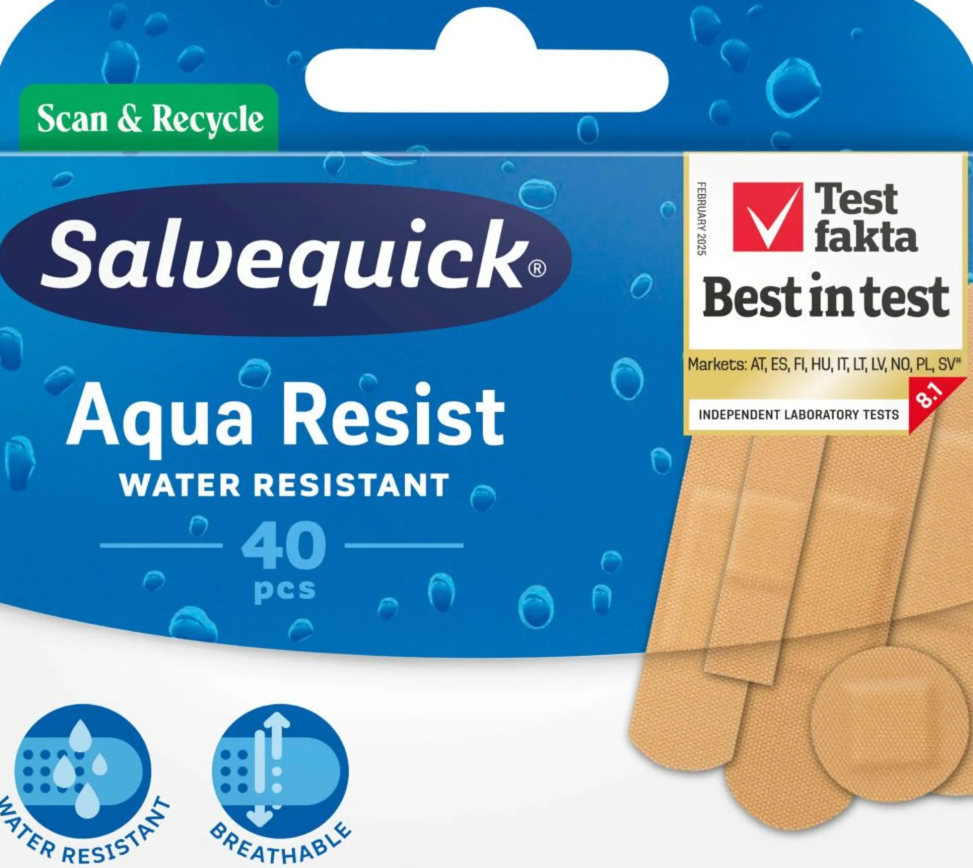 Salvequick Aqua Resist muovilaastari 40 kpl