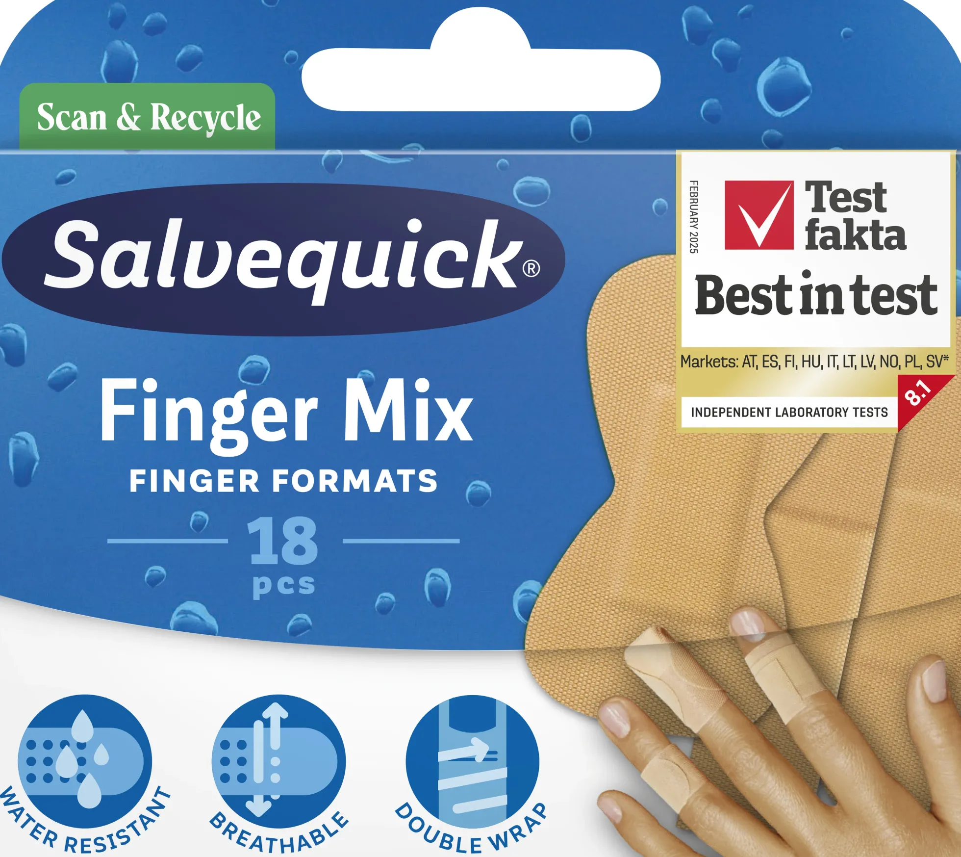 Salvequick Finger Mix laastari 18 kpl