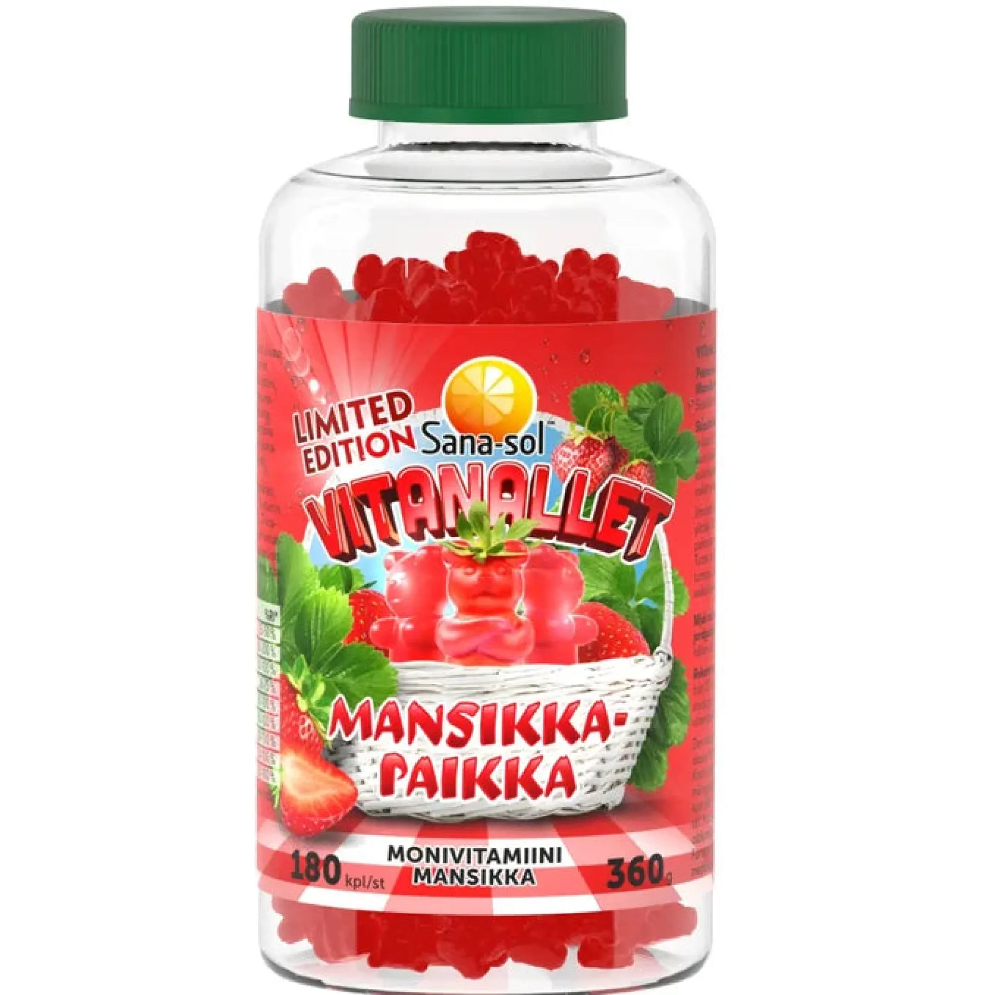 Sana-sol Vitanallet Mansikkapaikka monivitamiini 180kpl
