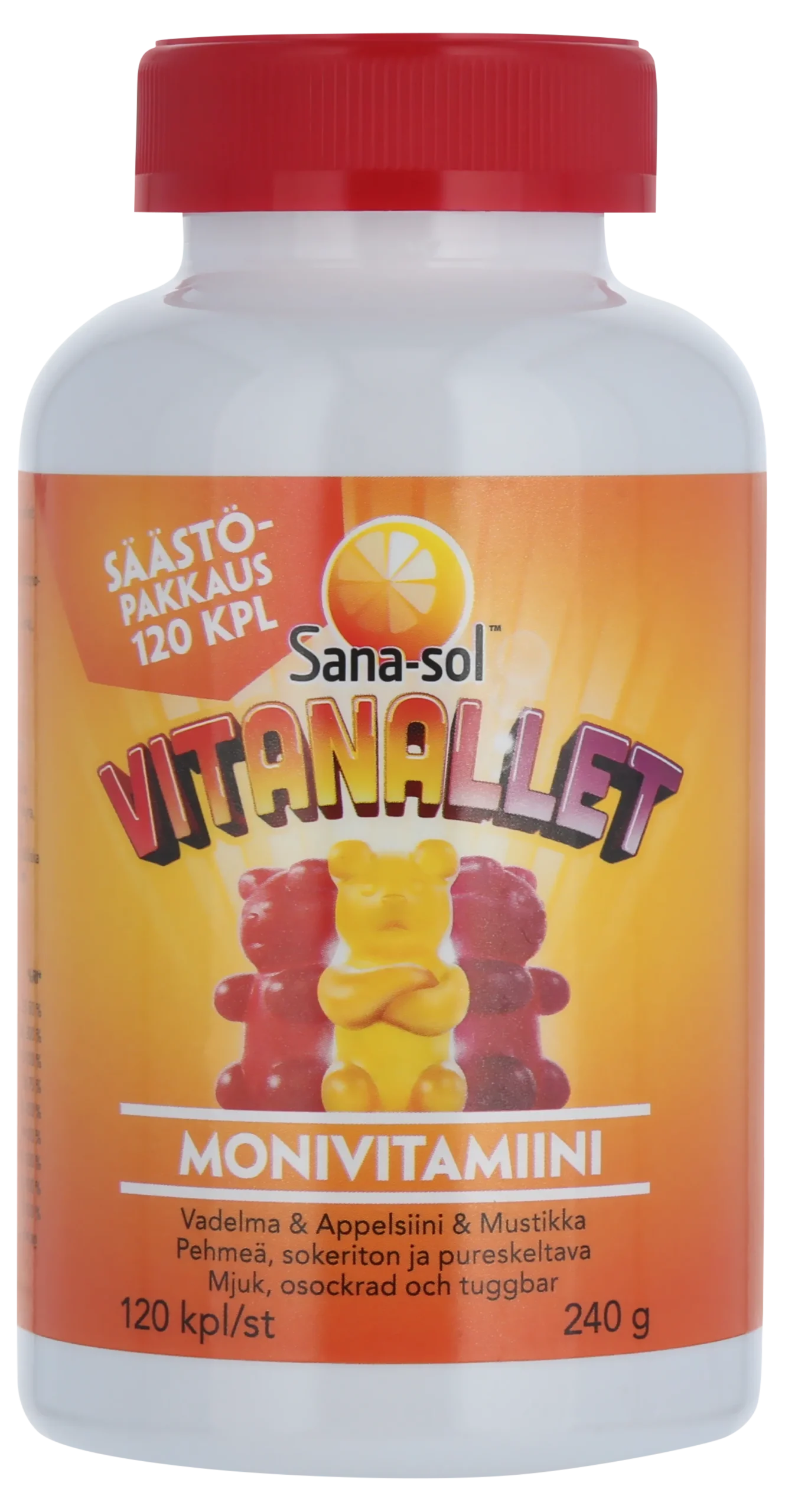 Sana-sol Vitanallet monivitamiini 120 purutablettia