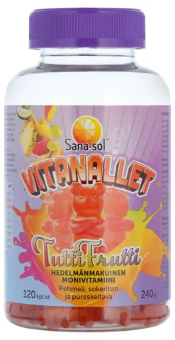 Sana-Sol Vitanallet Tuttifrutti monivitamiini 120 kpl