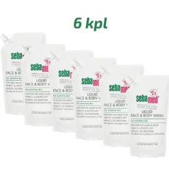 SEBAMED LIQUID FACE & BODY WASH täyttöpussi tukkupakkaus 6 x 1000 ml