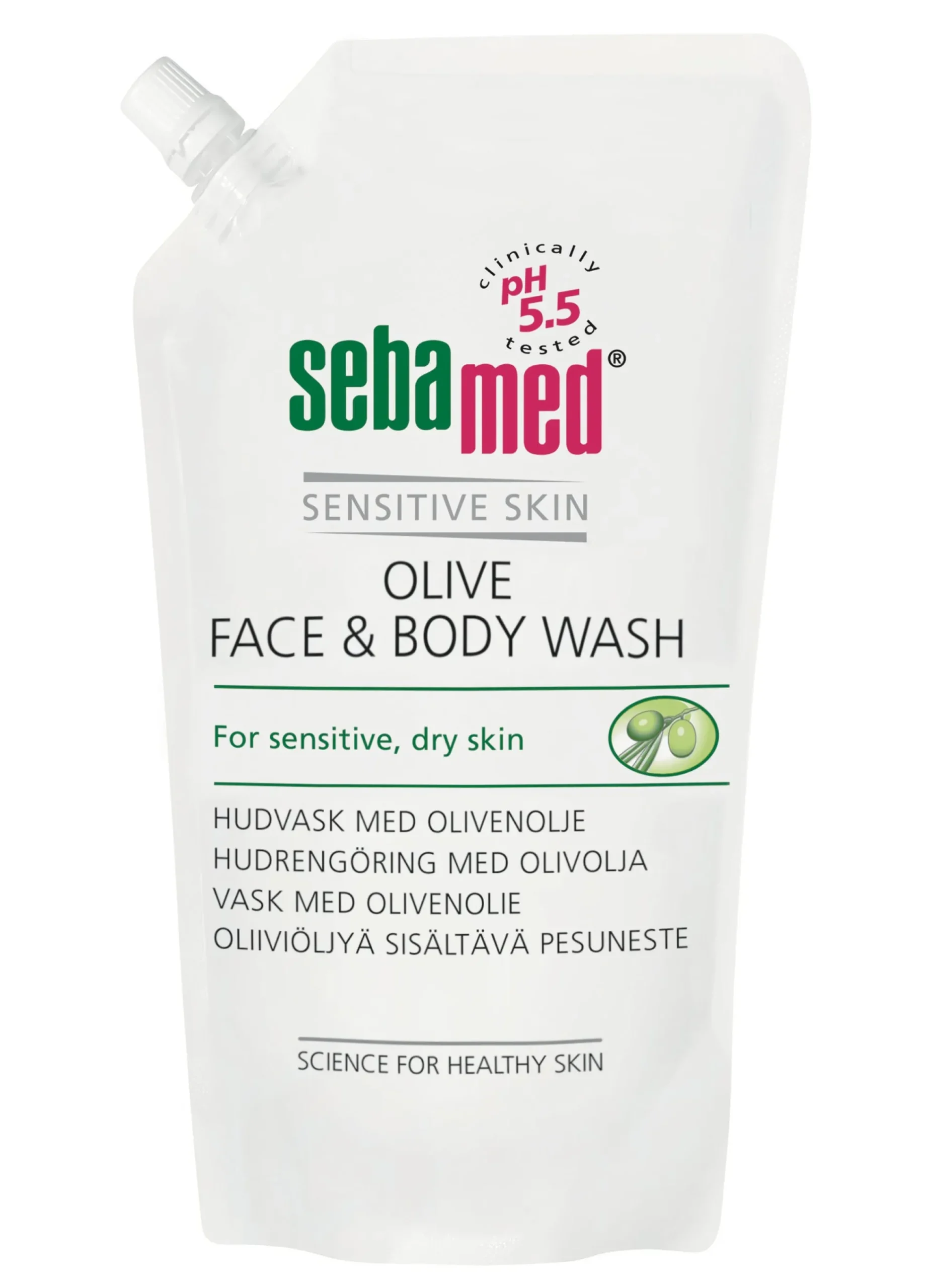 SEBAMED OLIVE FACE & BODY WASH -pesuneste 1000 ml täyttöpussi