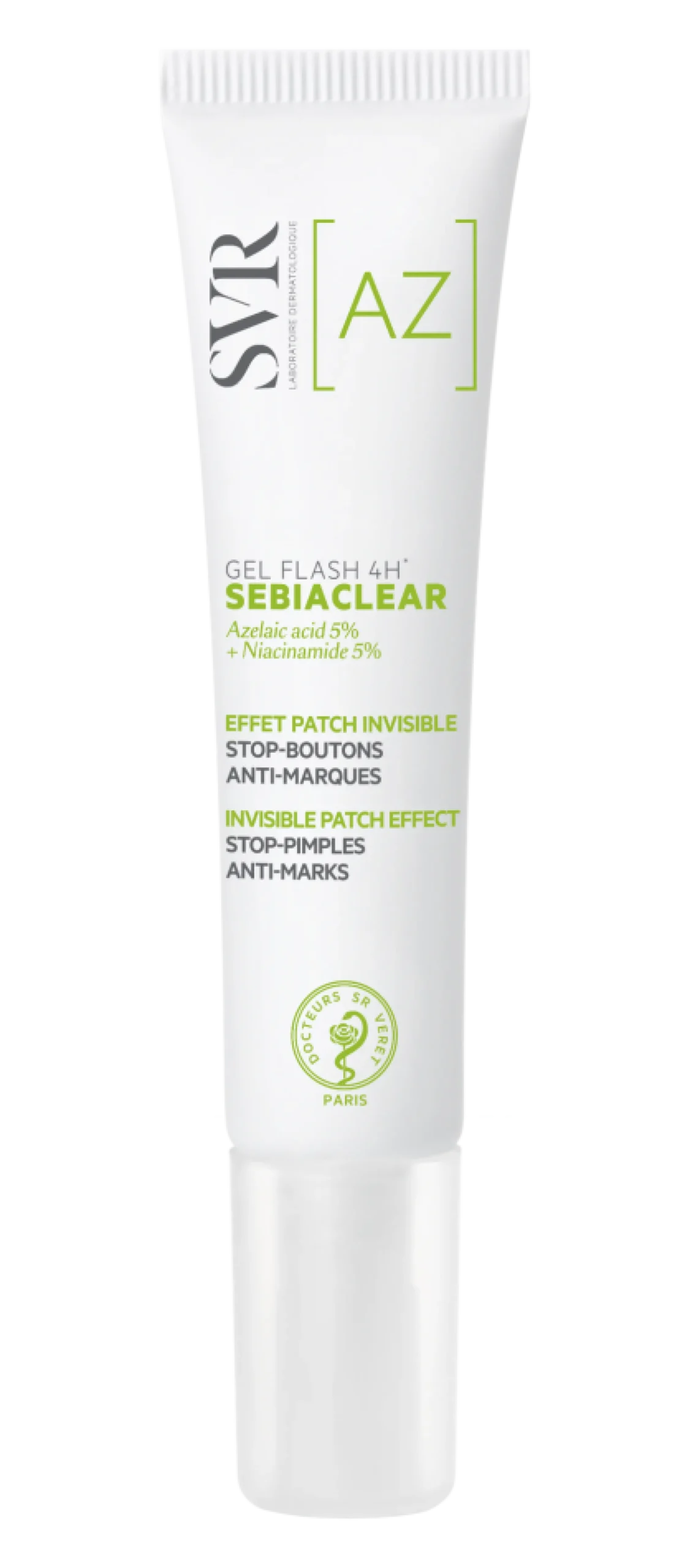 SVR Sebiaclear gel Flash4H näkymätön geelilaastari epäpuhtauksille 15 ml