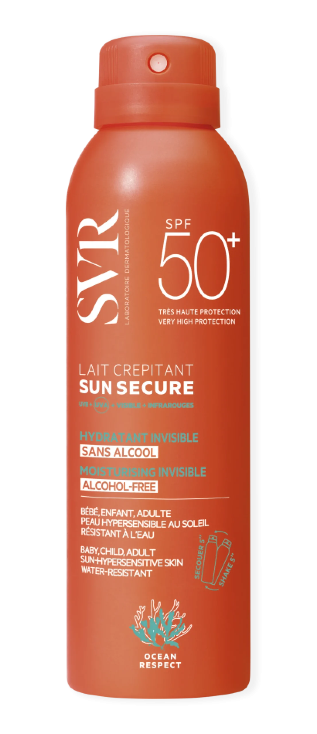 SVR SUN SECURE Lait Crepitant SPF50+ Rätisevä aurinkovoide lapsille 200 ml