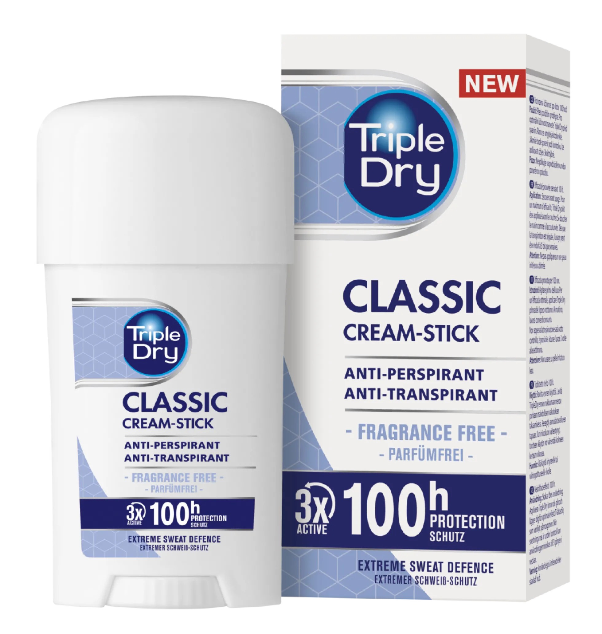 Triple Dry 100h Classic Antiperspirant Cream Stick tuoksuton 45 ml