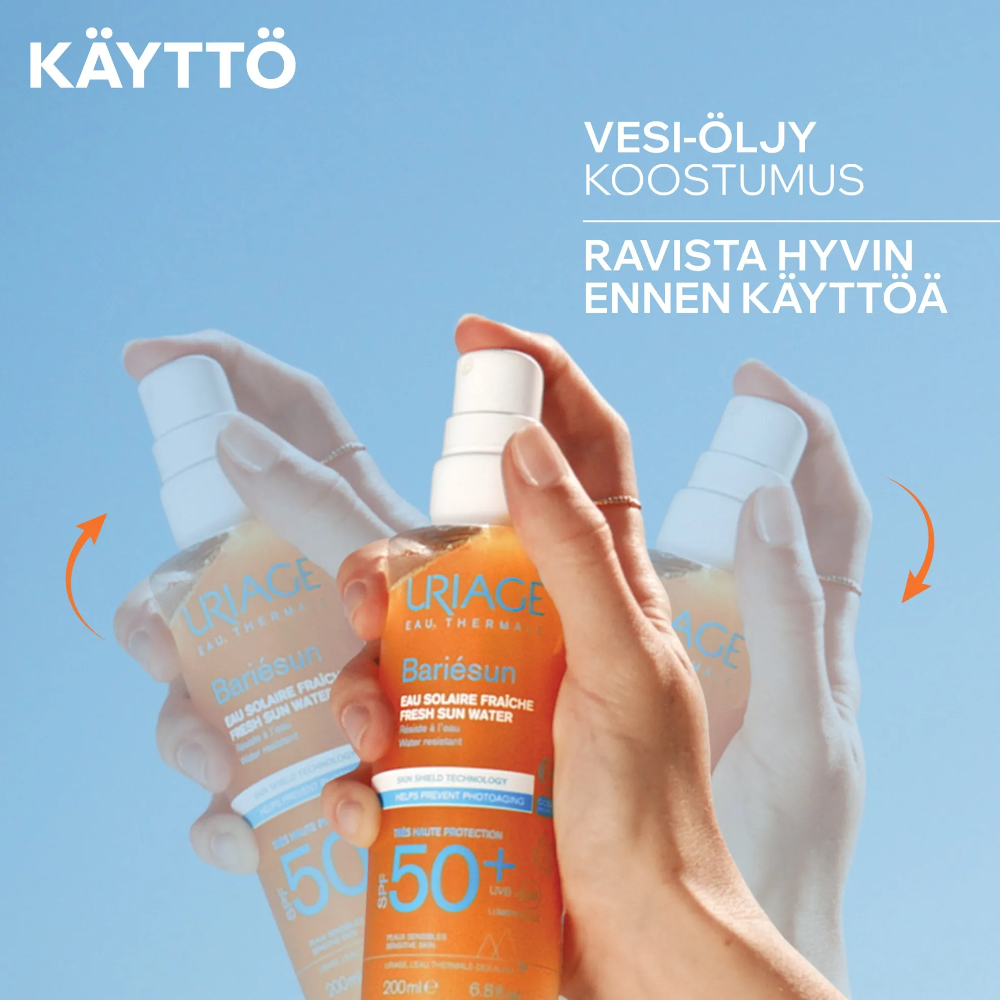 Uriage Bariesun SPF50+ Fresh Sun Water vesimäinen aurinkosuojasuihke