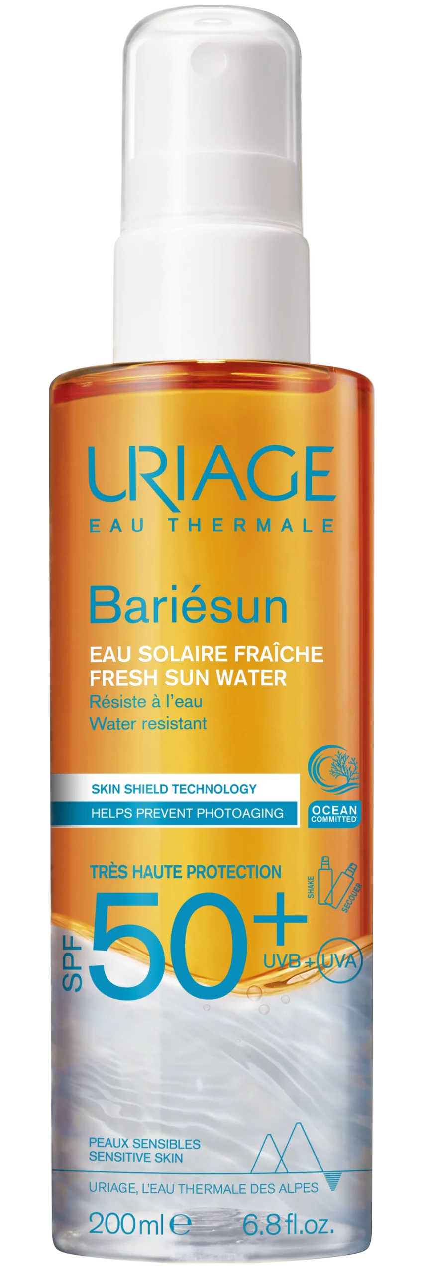 Uriage Bariesun SPF50+ Fresh Sun Water vesimäinen aurinkosuojasuihke