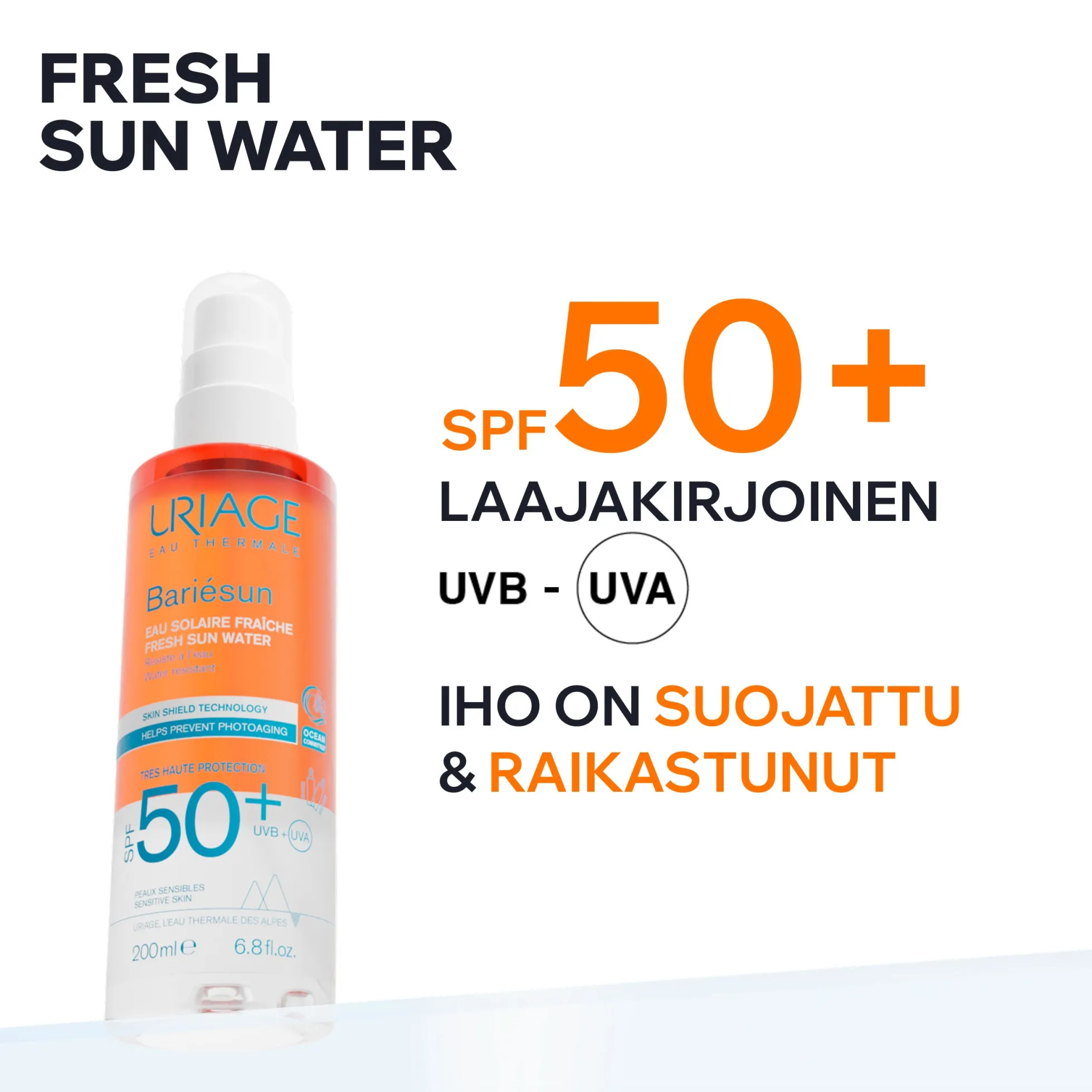 Uriage Bariesun SPF50+ Fresh Sun Water vesimäinen aurinkosuojasuihke