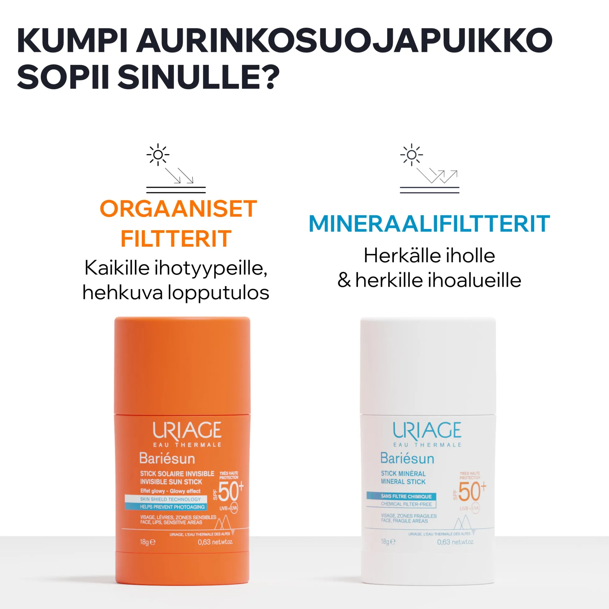 Uriage Bariesun SPF50+ Invisible Sun Stick aurinkosuojapuikko