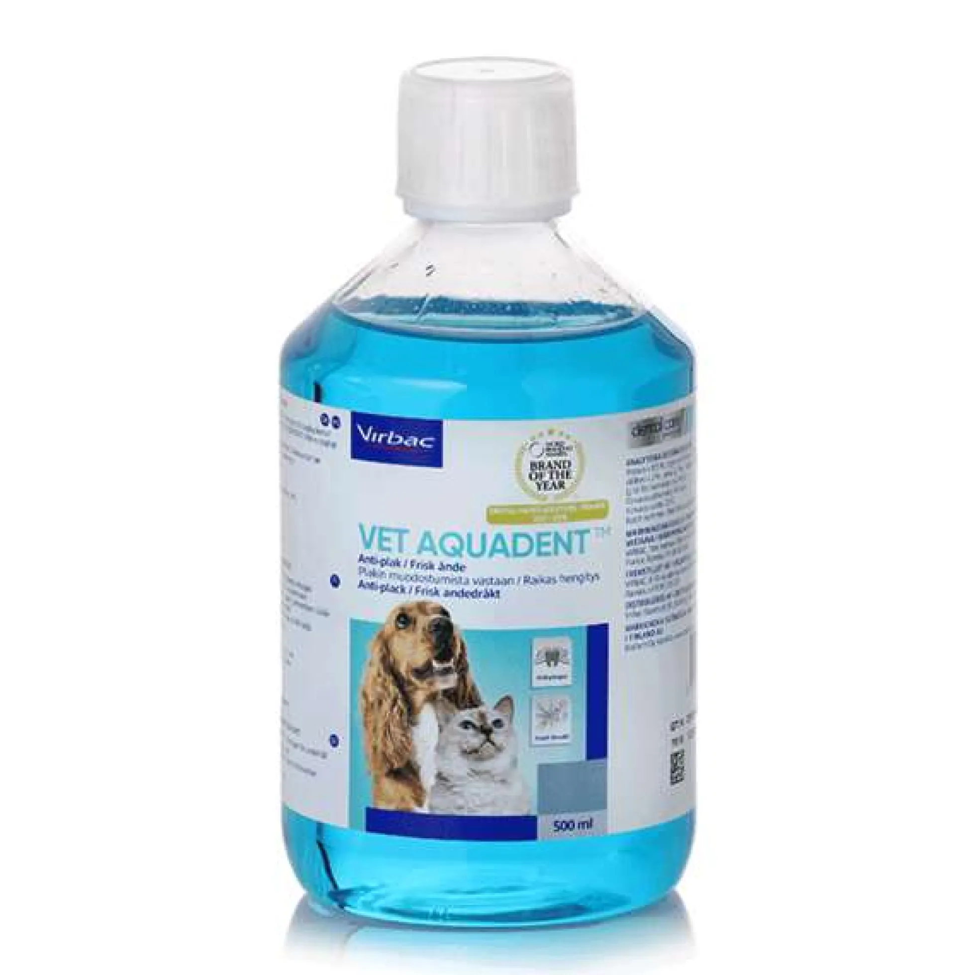 Virbac Vet Aquadent Fr3sh 500 ml -kissojen ja koirien hampaiden ja suun hoitoon