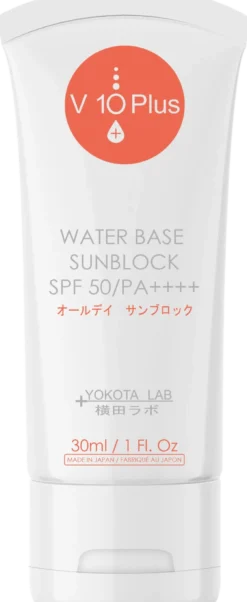 V10 Plus Water Base Sunblock SPF50 fysikaalinen aurinkosuojavoide kasvoille