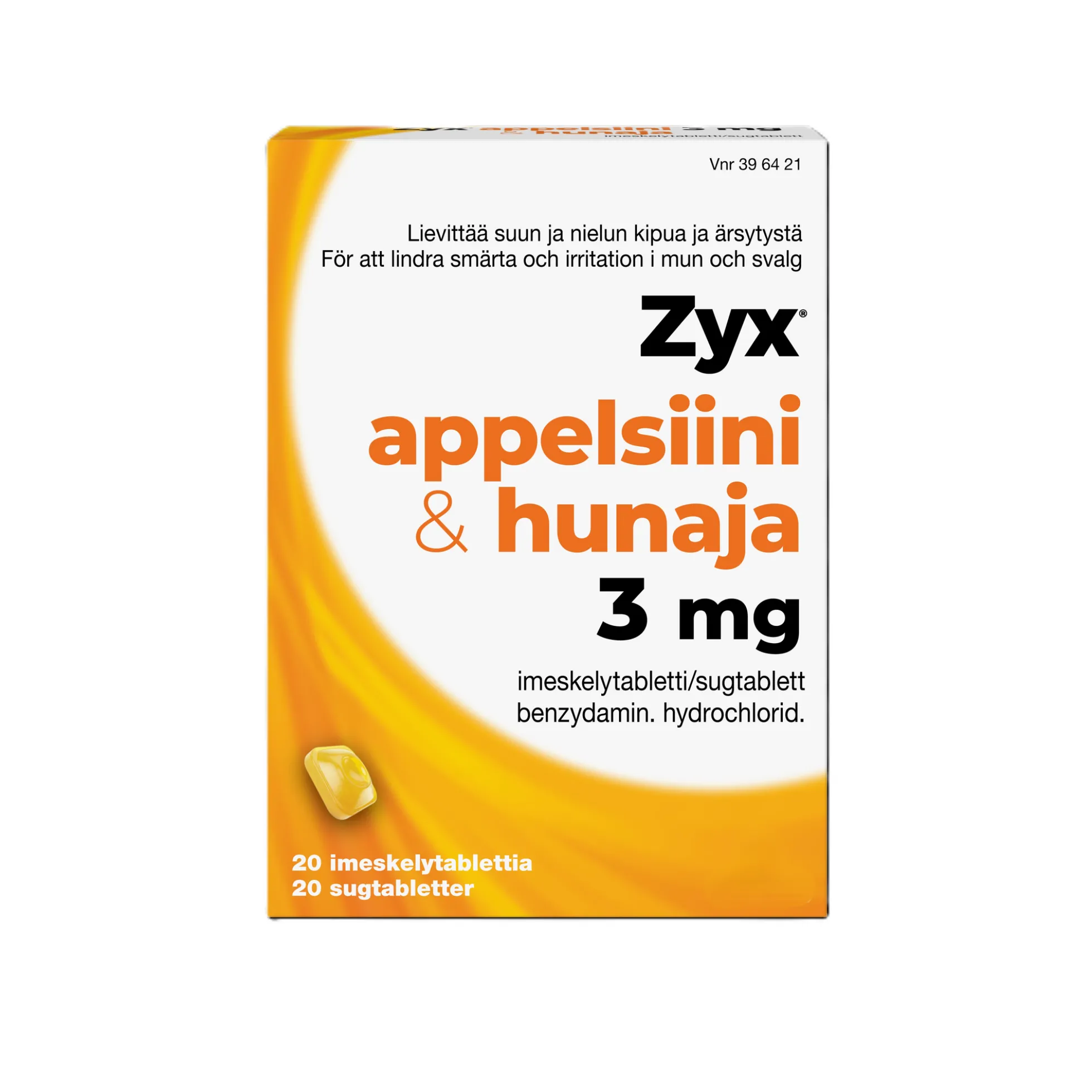 Zyx appelsiini & hunaja 3 mg imeskelytabletti